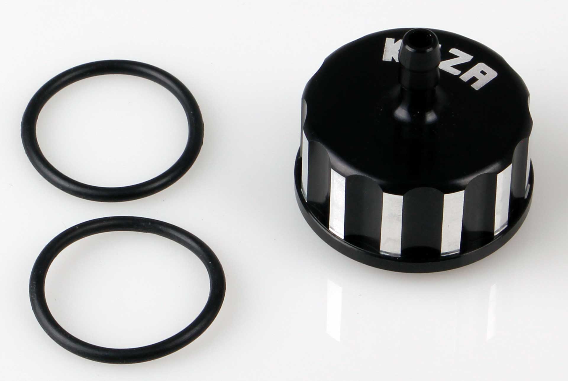Kuza PET flat cap aluminum black with O-ring