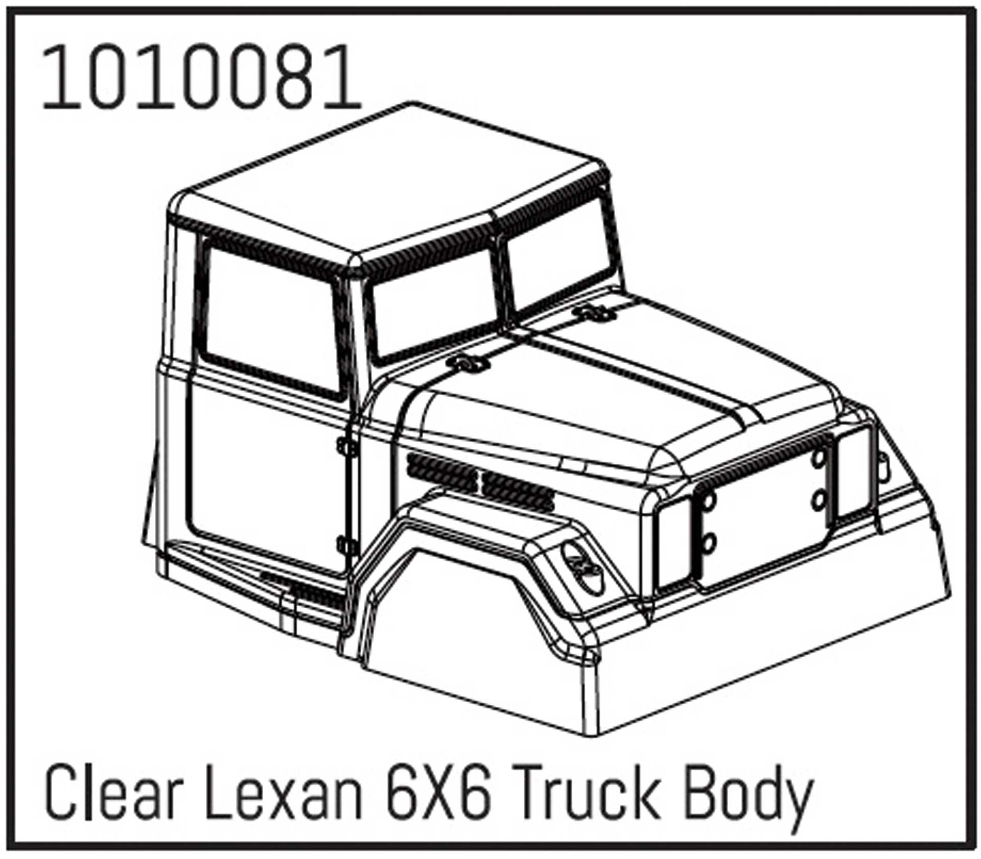 ABSIMA Corps de camion Clear Lexan 6X6