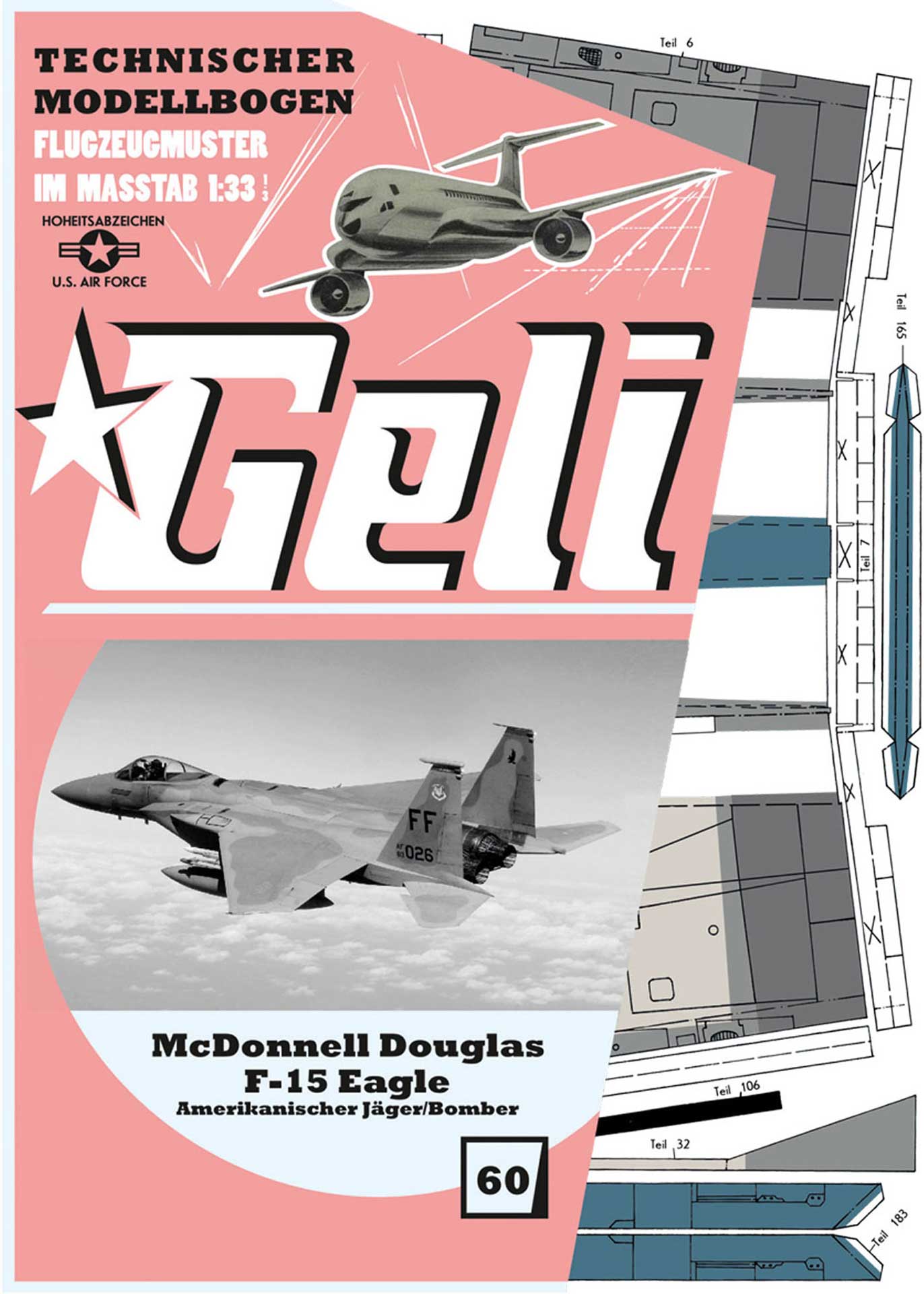 GELI MC DONELL DOUGLAS F-15 # 60 CARDBOARD MODEL