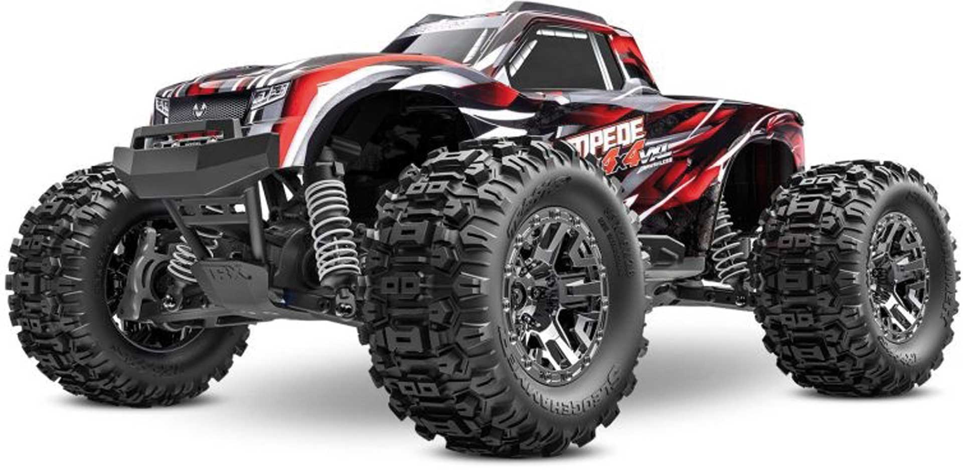 TRAXXAS STAMPEDE 4X4 VXL HD RED 1/10 RTR BRUSHLESS MONSTER TRUCK WITHOUT BATTERY AND CHARGER, CLIPLESS