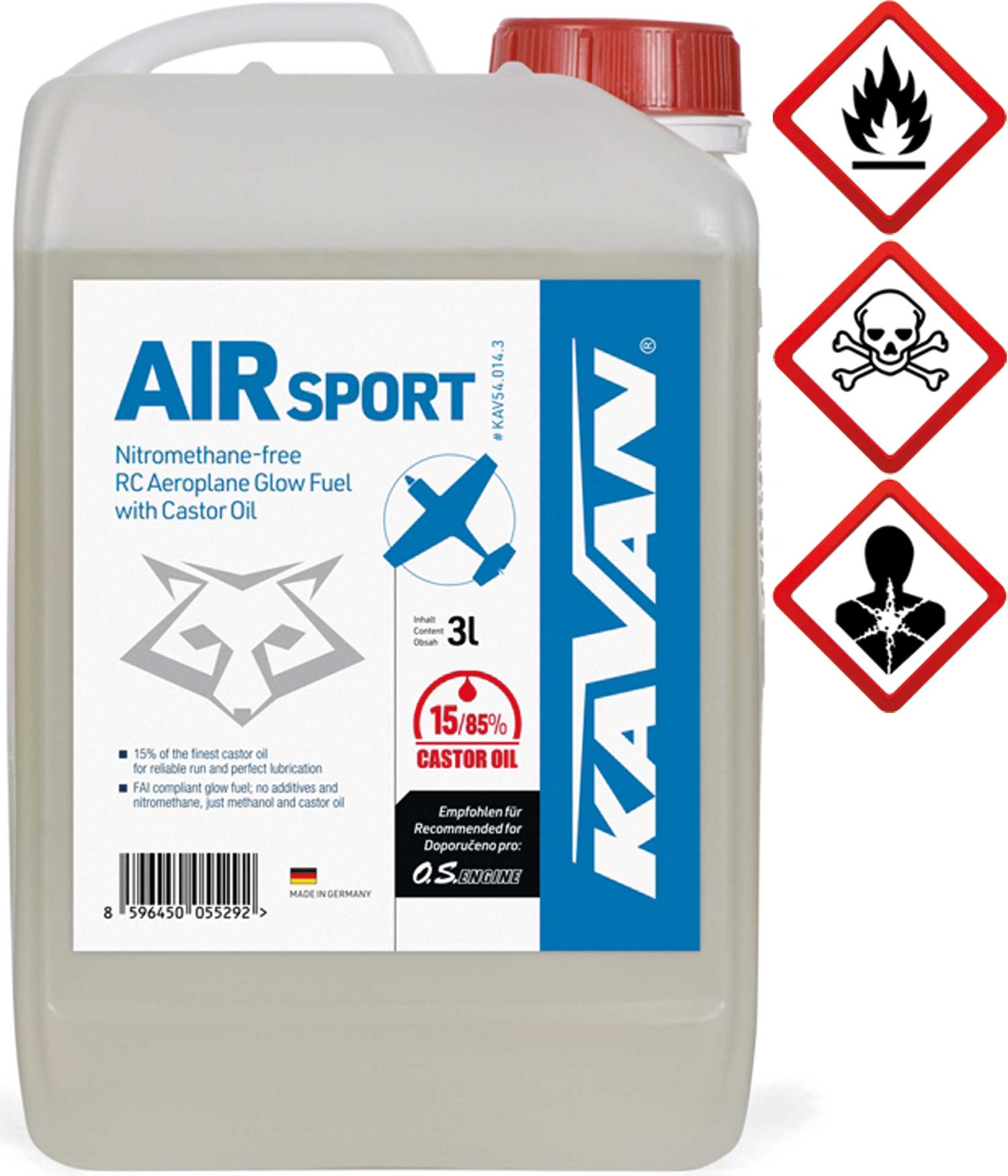 KAVAN Air Sport 15/85 3 litres de carburant, Essence, carburant pour moteurs à allumage par incandescence