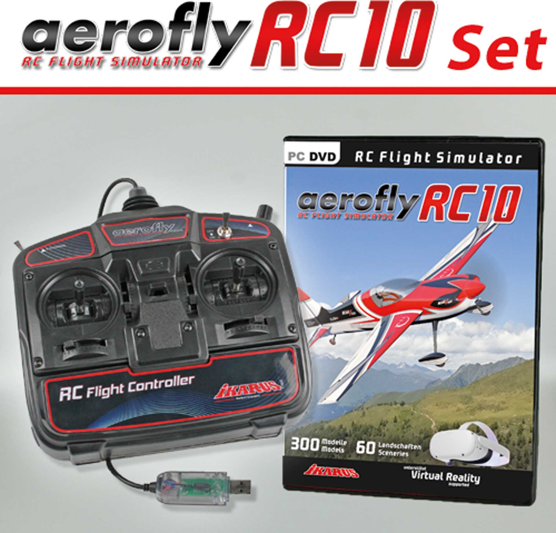 IKARUS Set: aerofly RC10 + USB-Flugsteuerung (DVD für Windows) Flugsimulator