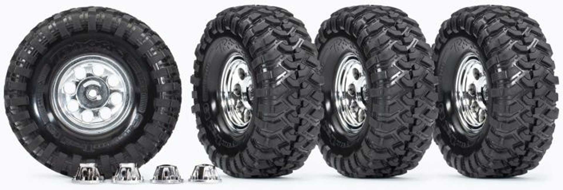 TRAXXAS tyres on Classic-Chrome rim Canyon Trail 4.6x1.9 (4stk) (for 8255A axle)