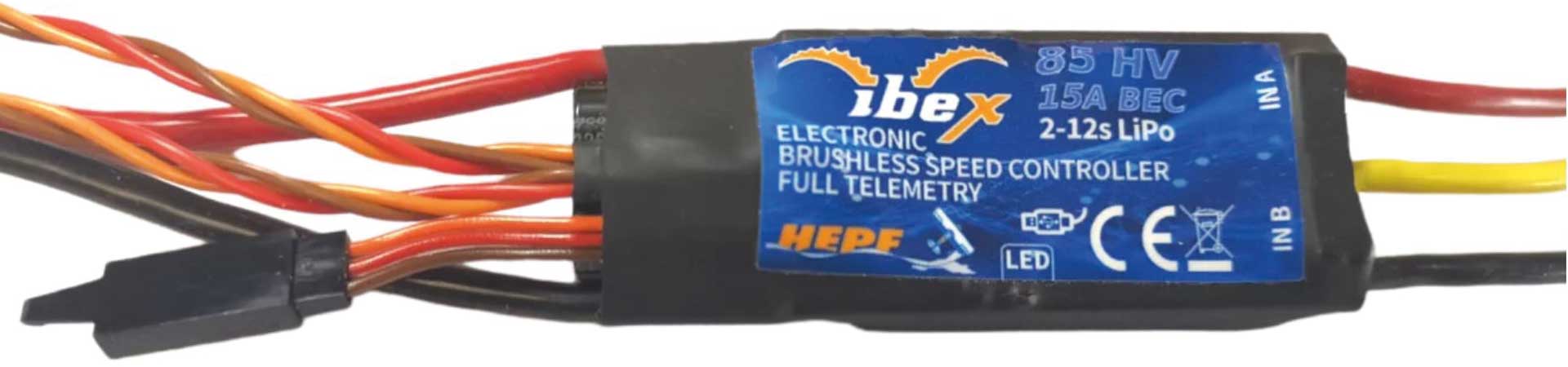 HEPF Ibex 85A Brushless Controller BEC avec Télémétrie pour Spektrum